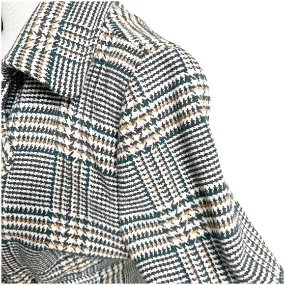 Love Tree Size Large Plaid Longline PeaCoat Belted Multicolor Pockets Preppy - Picture 5 of 13